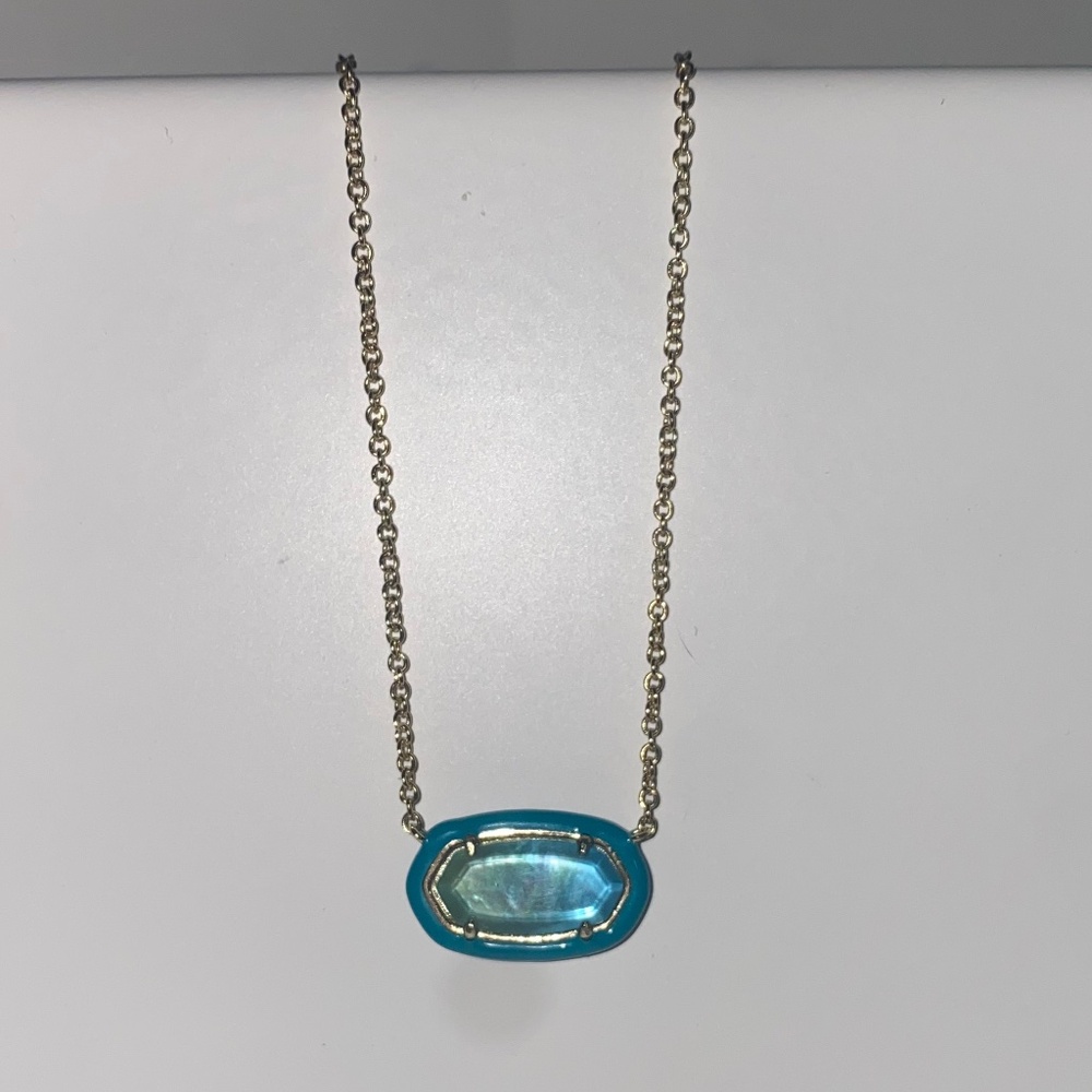 Kendra Scott Elisa Enamel Necklace in Gold and Teal Mix